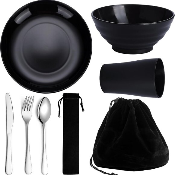 Camping Utensils, Portable Travel Silverware Set With Reusable Light Weight Mug, - Picture 1 of 7